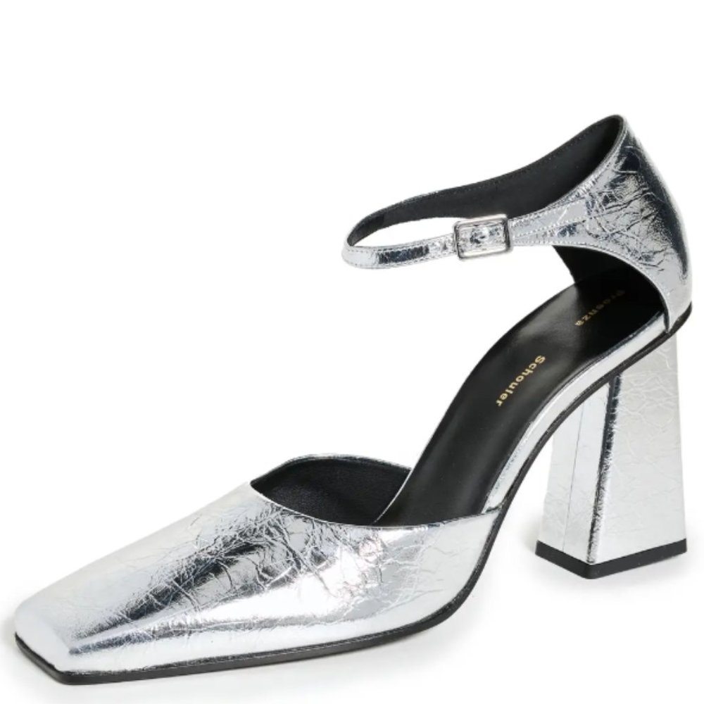 Silver Proenza Schouler ankle strap pumps